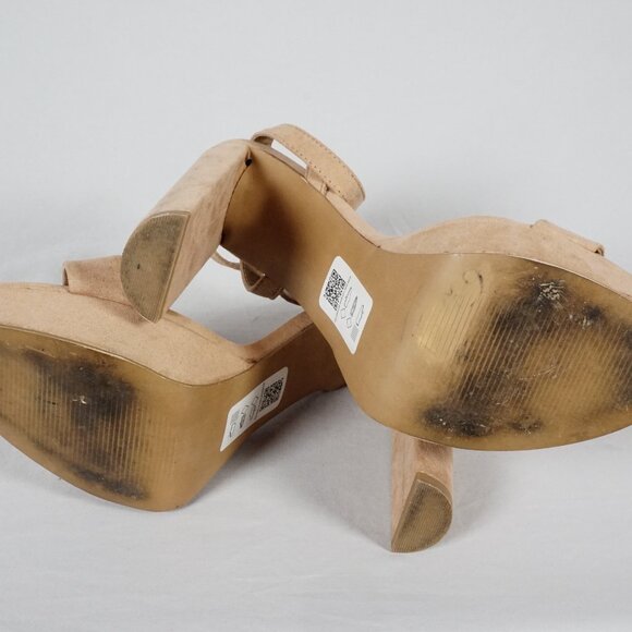 ASOS DESIGN Natasha Platform "Barely There" Heel Sandals Beige UK 7/ US 9 - Picture 7 of 10